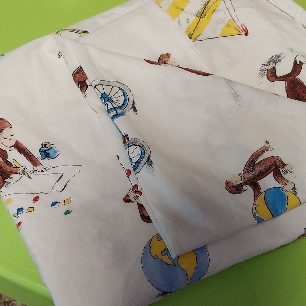 Pottery Barn Kids Curious George Twin Flat Sheet ONLY Organic Cotton